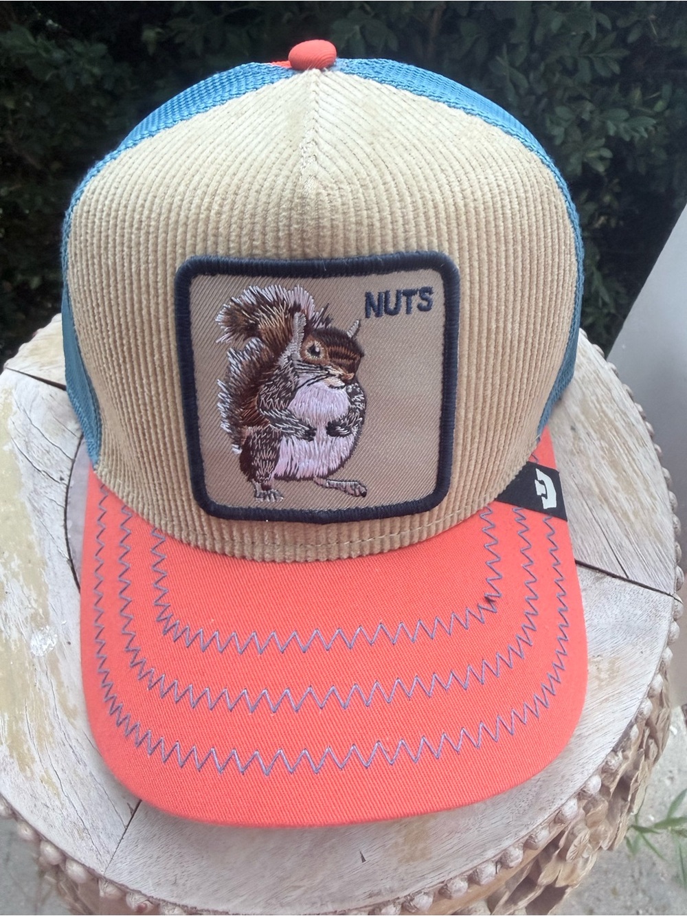 🧡❤️🩵NWT Doomed Orange & Tan 'NUTS' Squirrel Trucker Hat🩵❤️💜❤️‍🔥